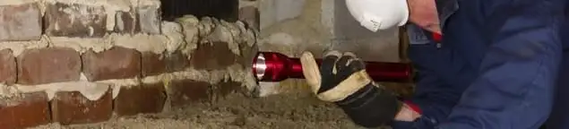 Pest control technician inspecting a crawl space for ant activity and entry points in Columbus, OH